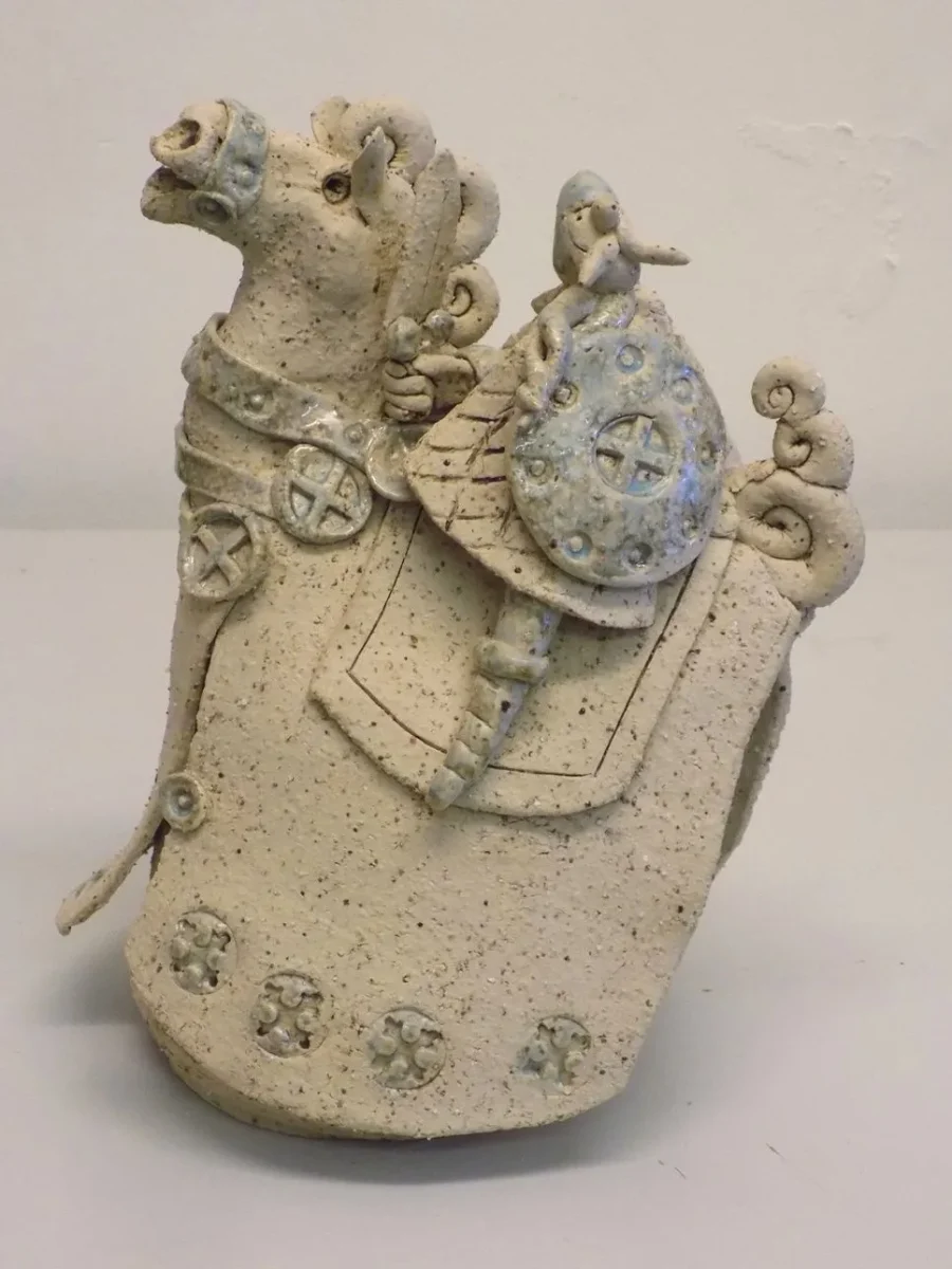 Original Stoneware sculpture of William the Conqueror on horseback by renowned artist Stewart Taylor