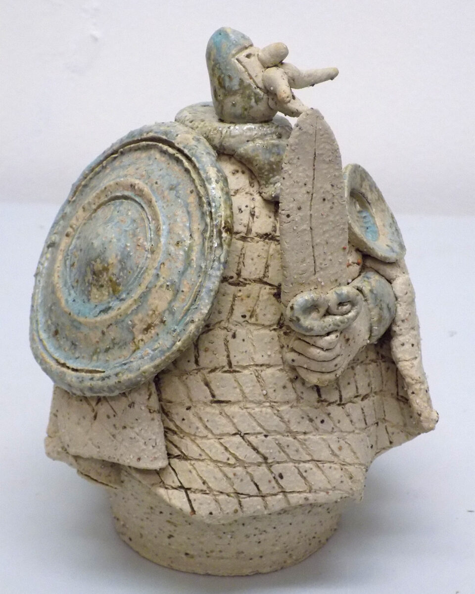 Original Stoneware sculpture of Norman soldier character by renowned artist Stewart Taylor