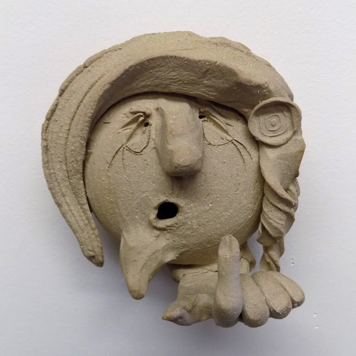 Original Stoneware wall-hanging sculpture of peasant character by renowned artist Stewart Taylor