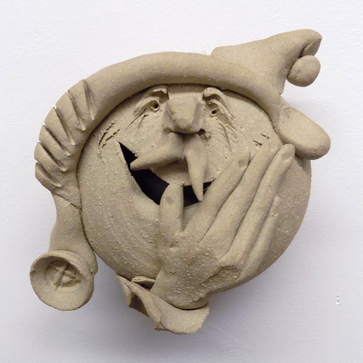 Original Stoneware wall-hanging sculpture of peasant character by renowned artist Stewart Taylor